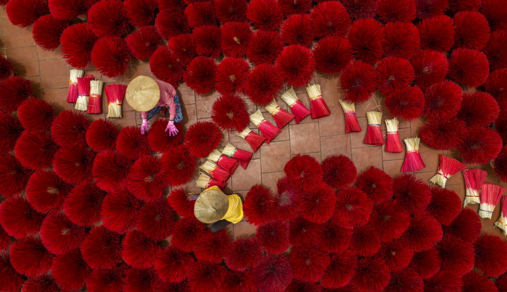 An enchanting aerial view of Quang Phu Cau Incense Village